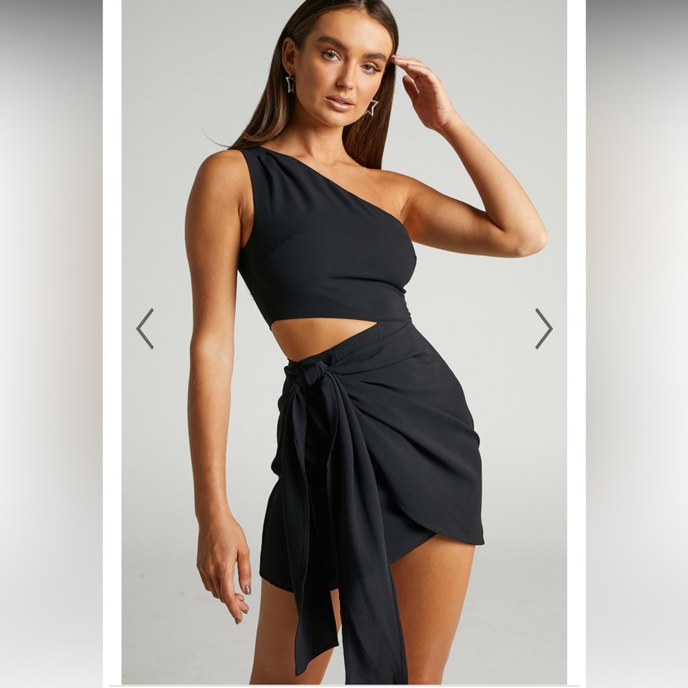 Runaway the Label Estella Asymmetrical Cutout Mini Black Dress